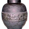 Unidentified French black pate de verre vase. I