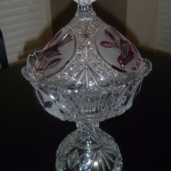 Glass Bowl with Bird Etchings - Glassware