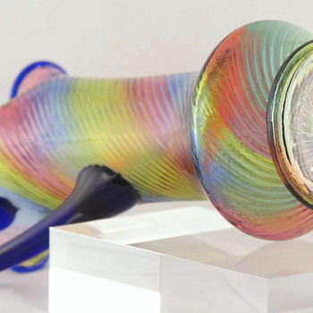KRALIK RAINBOW GLASS 3 MOUTHED VASE - Art Glass