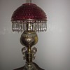 Antique Cranberry Hobnail Oil Lamp