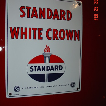 1951 Standard White Crown Pump Plate Porcelain Sign...Three Colors