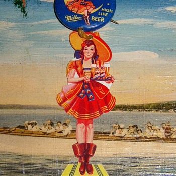 Vintage Miller Beer Moon Girl celluloid Pinback 
