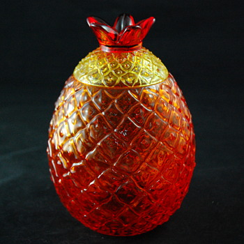 Amberina Glass Pineapple Jar w/ Lid - Kitchen