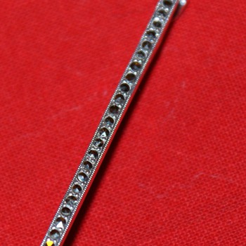 Silver Bar Pin with Marcasites - Fine Jewelry