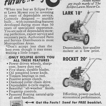 1952 - Eclipse Lawnmower Advertisements - Advertising