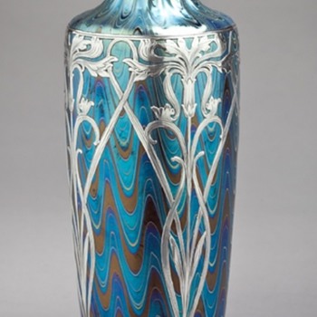 Galvanic Silver Overlay on Antique Art Glass - Bohemian & American - Art Nouveau