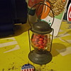 Glass Candy Holder, Train Lantern, Full Of Red Hots