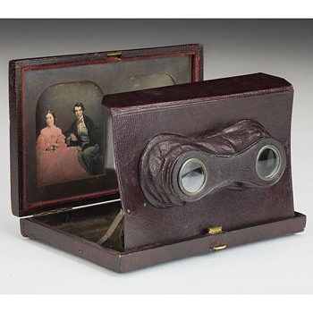 Baker’s Stereo Daguerreotype Viewing Case with Original Image Pair, mid-1850s - Cameras