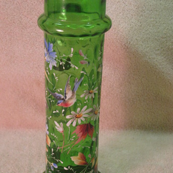 Optic Green Enameled Vase Galle? - Art Glass