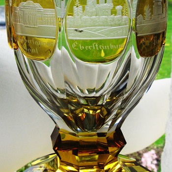 Etched Souvenir Glass with South German Castle Bohemia 19.Cent. - Art Glass