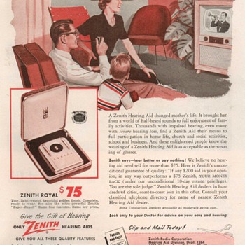 1951 - Zenith "Royal" Hearing Aid Advertisement