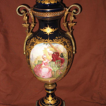 Sevres Chateau De Longpre Ormolu and Cobalt Blue Vase - Victorian Era