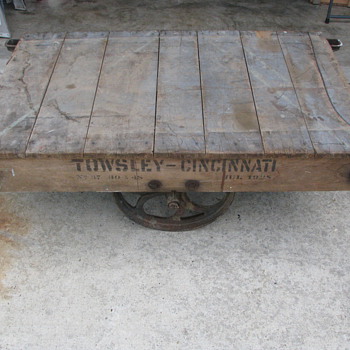 TOWSLEY-CINCINNATI Factory Cart, Dated JULY 1928.  Original stenciling on both sides and origional deck boards