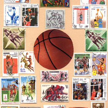 Poster of Basketball theme postage stamps from around the world