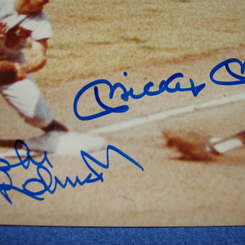 Mickey Mantle and Brooks Robinson Hand Signed Photo