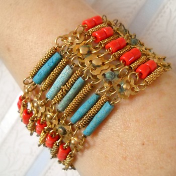 Egyptian? Beaded Bracelet Earring set