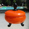Czechoslovakia Iridescent Orange Tango applied scrolled feet and finial Ruckl Ca. 1925 1930