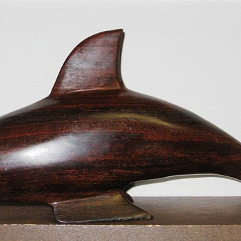 Rosewood? Hand Carved Dolphin - Folk Art