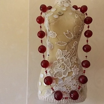wonderful Czech red glass bubble bead necklace - Art Deco