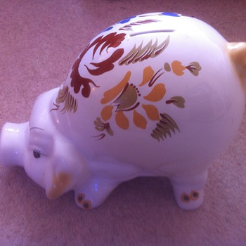 piggy bank with flowers on