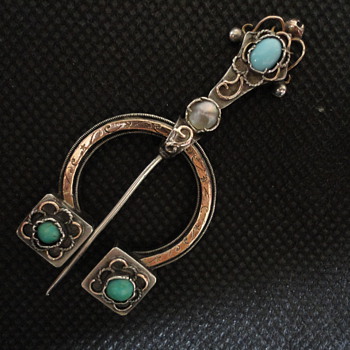 Arts & Crafts French gold and silver penannular brooch c. 1880 - Fine Jewelry