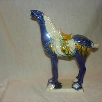 Chinese Tang Dynasty Majolica Glaze or Glazed War Horse - Animals