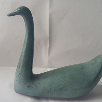 Cast Bronze Swan Figurine Japan - Animals