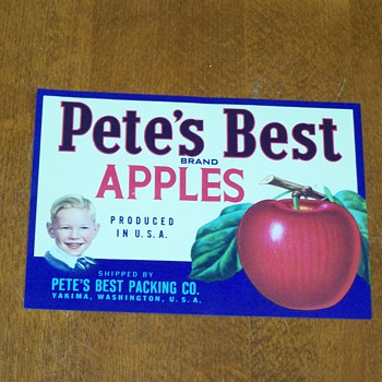 (NOS) New Old Stock - Pete's Best Apples Fruit Crate Label - Advertising