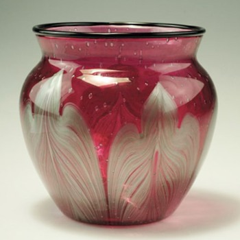 Loetz Rasberry Titania Vase. - Art Glass