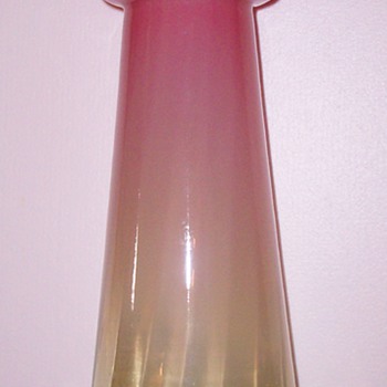 Bohemian (?) Pink to Green Hyacinth Vase c. 1900 - Art Glass