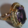 14k Gold Ring Very Large  Amethyst And Seed Pearls