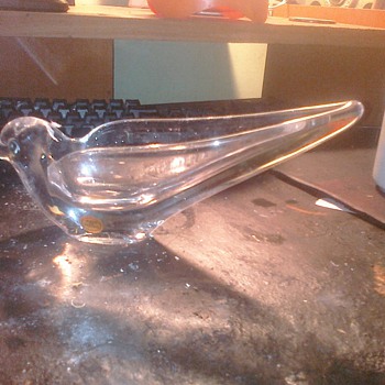 Heavy glass bird if you have an idea people let me know it might be crystal?  - Art Glass