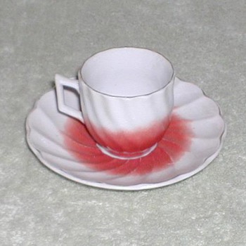 Red & White demitasse cup & saucer set