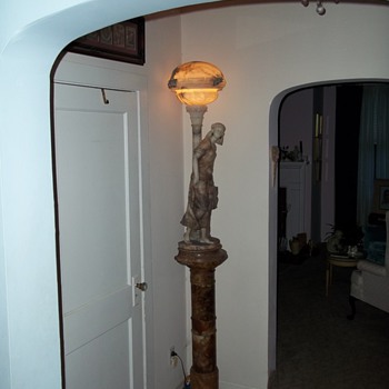 Handcarved Marble Statue of "Rebecca at the Well" - Lamps
