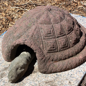 Old Garden Turtle and Frog - 50s Garden Statues