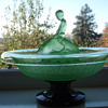 Art Deco Uranium Green Centre Piece Boy riding Fish