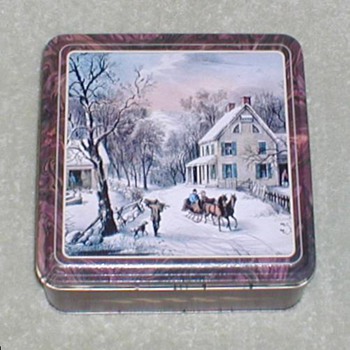 Christmas Cookie Tin - Winter Scene - Christmas