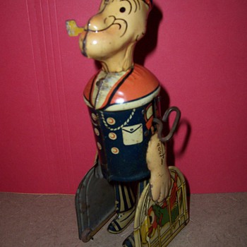 1930's Marx Popeye Tin Birdcage Walker