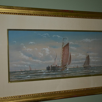 Old Watercolor of Boats - Can't read the signature