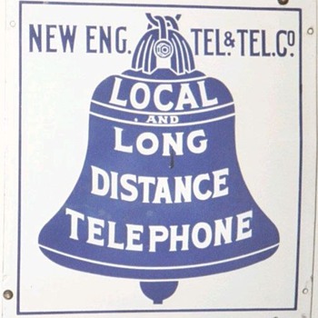 New Eng. Tel. & Tel. Co. Local and Long Distance Telephone Porcelain Sign - Signs