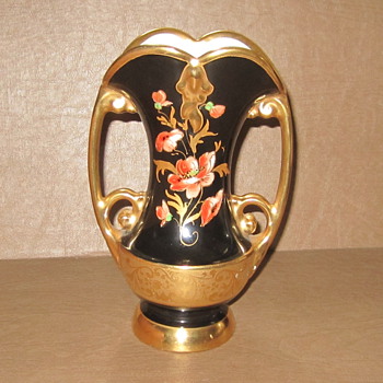 Abingdon Art Nouveau Black & Gold Double Handle Urn. #522 Signed 1930's - Art Nouveau