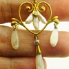 Antique Victorian Mississippi Pearl OMC Diamond 15k Lavaliere Necklace
