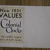 Colonial Clock New 1931 Values
