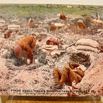 TOMMY FINDS SHELL HOLES COMFORTABLE - Postcards
