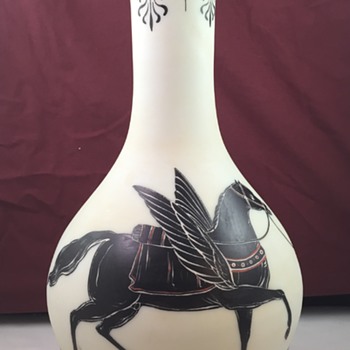 Huge Harrach Antique Revival enameled glass vase, ca. 1860 - Art Glass