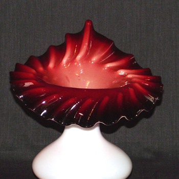 OXBLOOD OPALESCENT JIP VASE - Art Glass