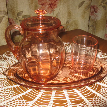 Depression glass-bedside pitcher set?