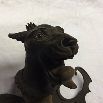 Crested dog Austrian figural Gothic Victorian - Victorian Era