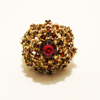 Vintage Panetta Garnet Rhinestone Ring