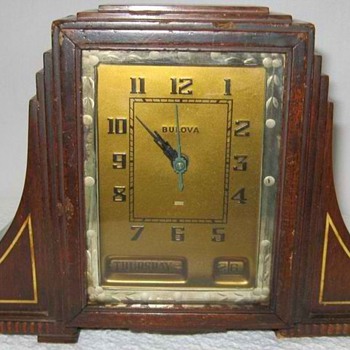 Bulova Art Deco Skyscraper Mantle Clock, Model 1107, 1930's